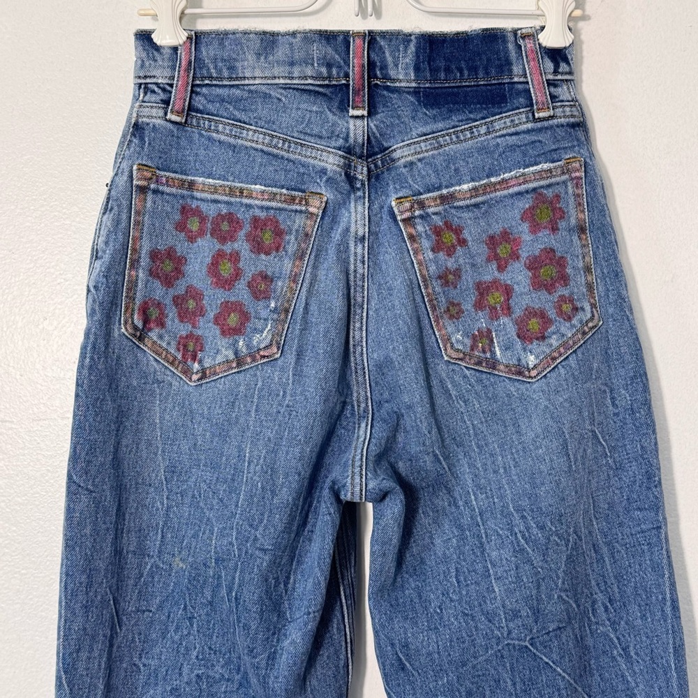 Abercrombie & Fitch Curve Love Ultra High Rise 90s Straight Floral Boho Jeans 25 - Picture 10 of 13